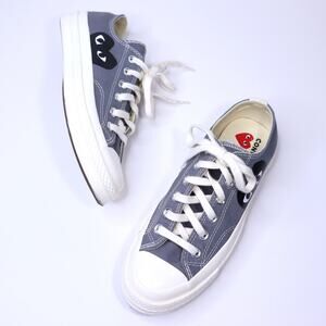 CONVERSE '70 X PLAY Grey Low Top Sneakers Black Heart Lace Up Mens 5 / Wms 7